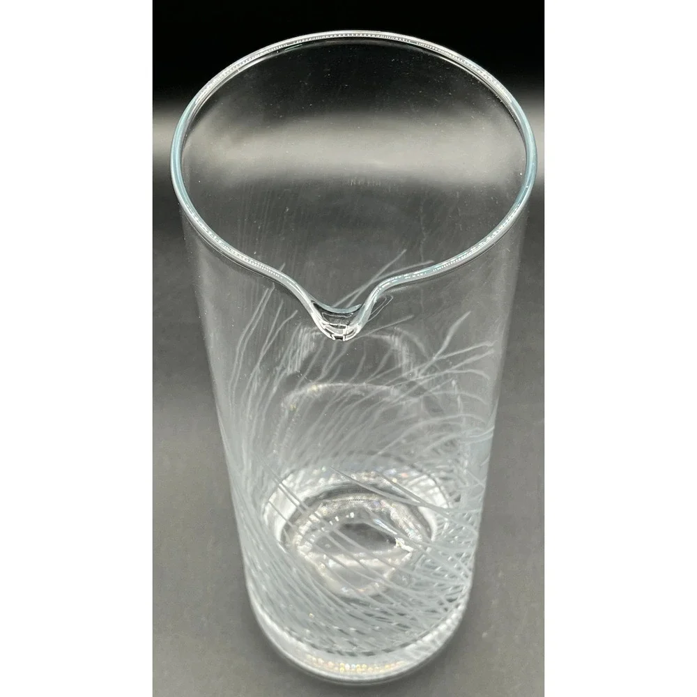 Vtg Sea Grass Etched Clear Glass Mixing‎ Pitcher Cocktail Martini Barware 9.5